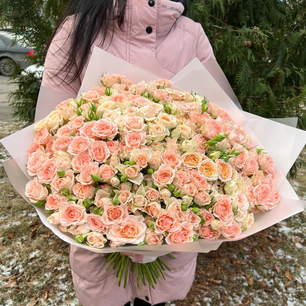 Вип Букет из 51 нежной кустовой розы (моно 048) Вип Букет из 51 нежной кустовой розы (моно 048)